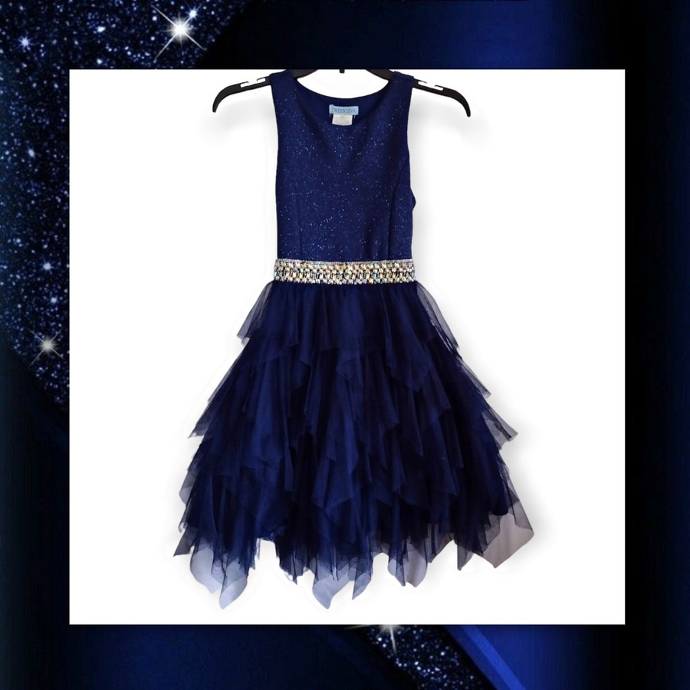 Tween Diva Glitter Handkerchief Hem Dress